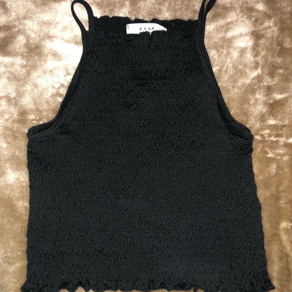 Black Ribbed Crop Top